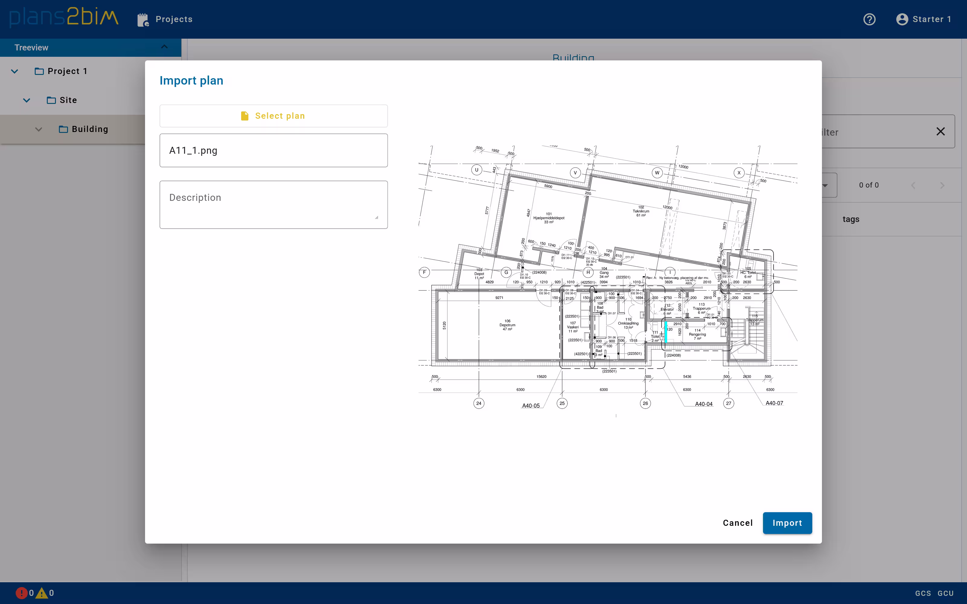 Import an image of plan