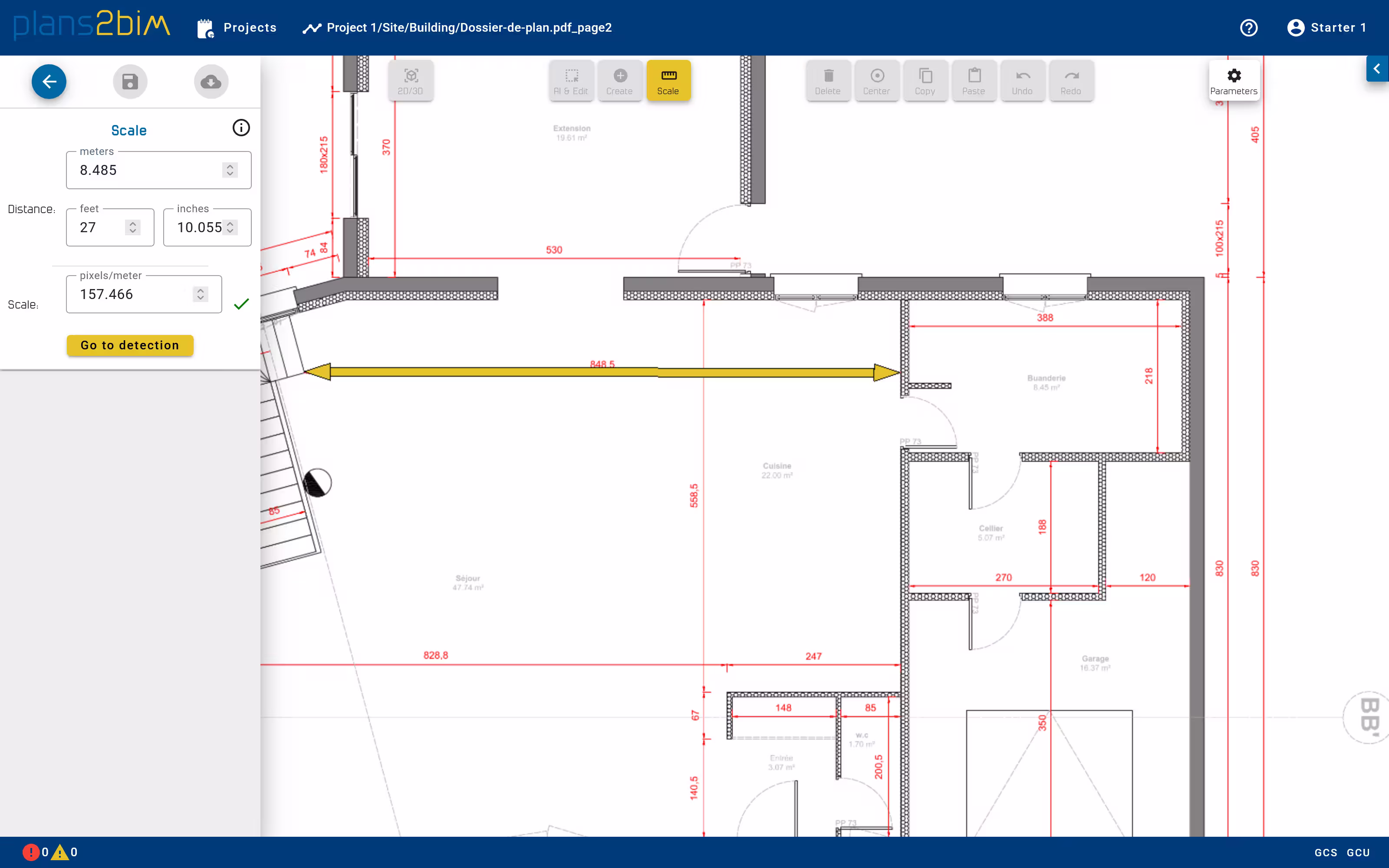 Define scale of plan